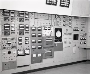 Wall of monitors in control room