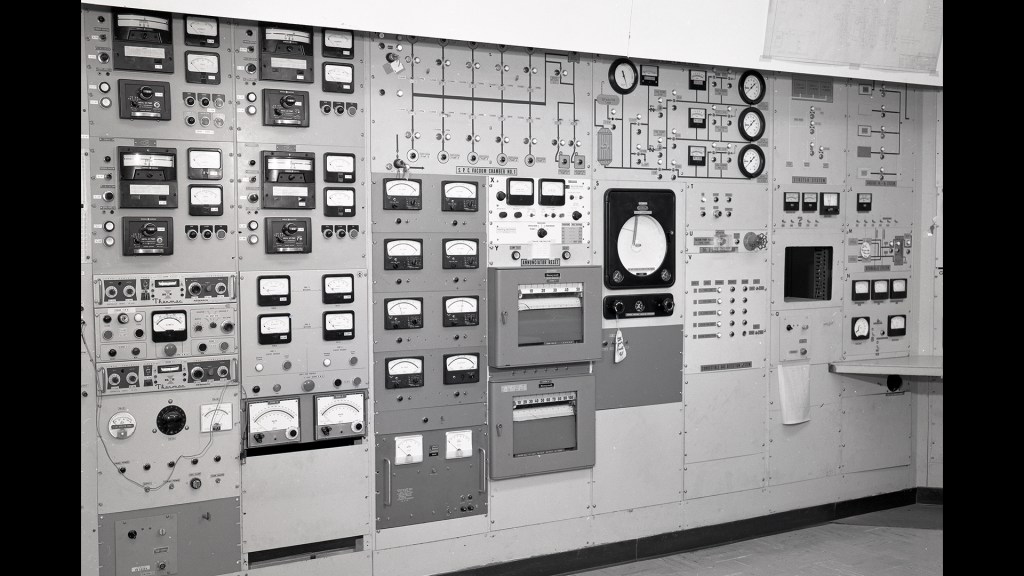Wall of monitors in control room