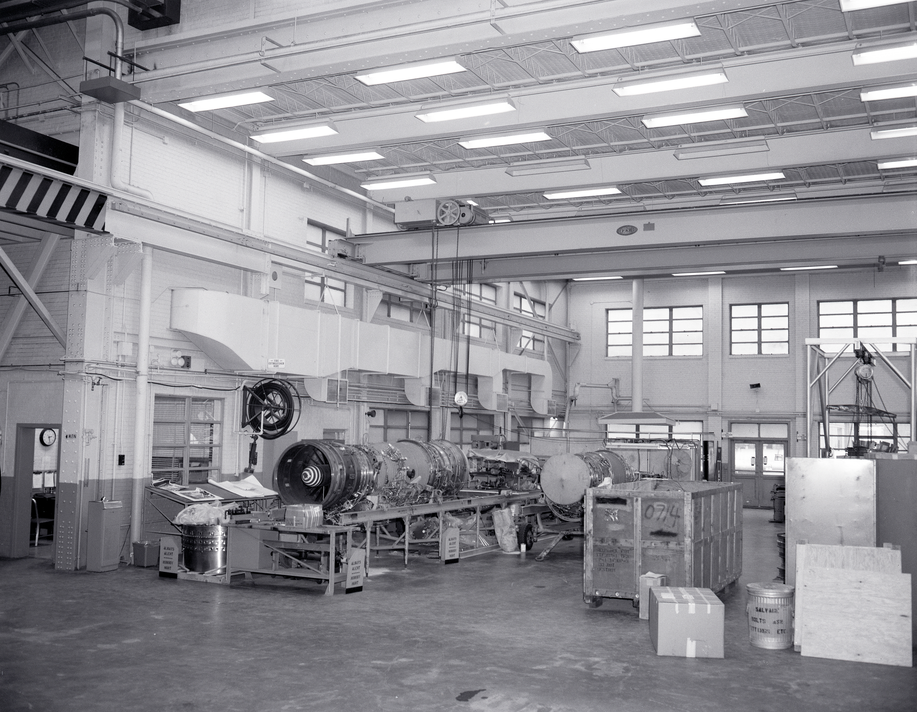 Engines in Shop Area in Space Power Chambers Shop and Office Building