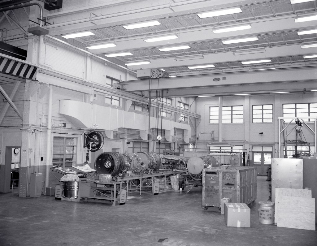 Engines in Shop Area in Space Power Chambers Shop and Office Building