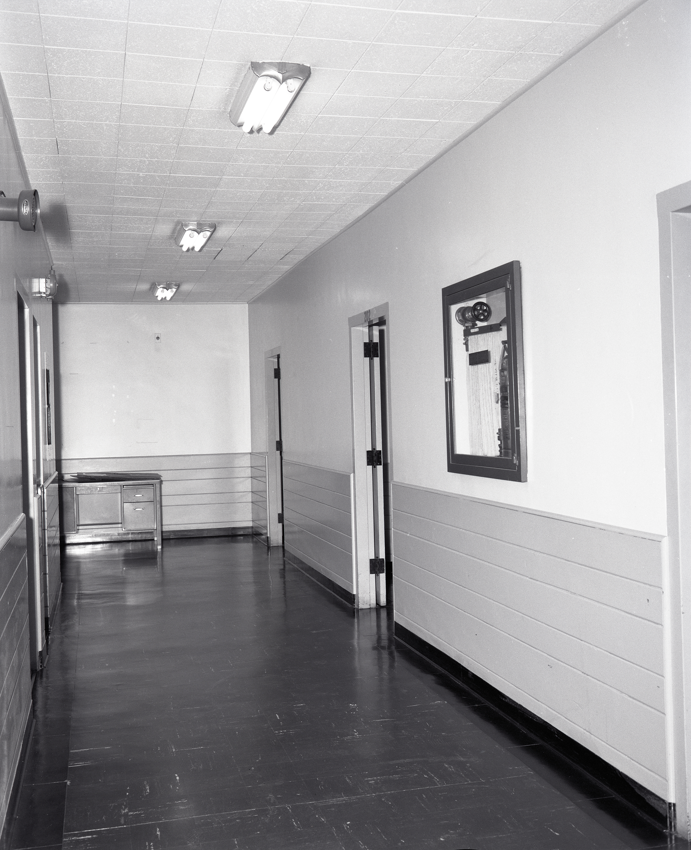 Second floor hallway in Altitude Wind Tunnel Shop and Office Building