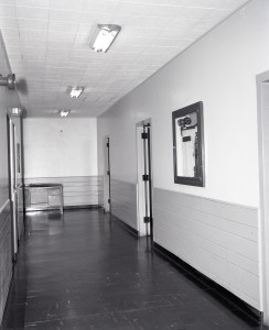 Second floor hallway in Altitude Wind Tunnel Shop and Office Building