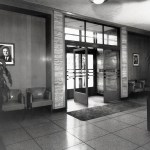 Glass doors and lobby.