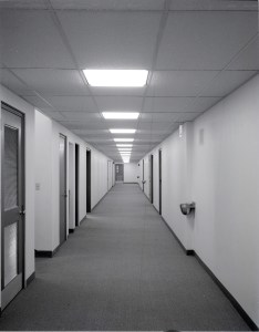 View down basement corridor.