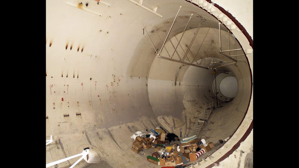 Interior of tunnel used as storage for materials for the NASA Lewis Christmas Club
