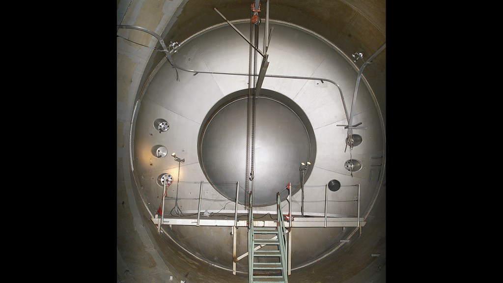 Bulkhead with shut swing door inside Space Power Chambers