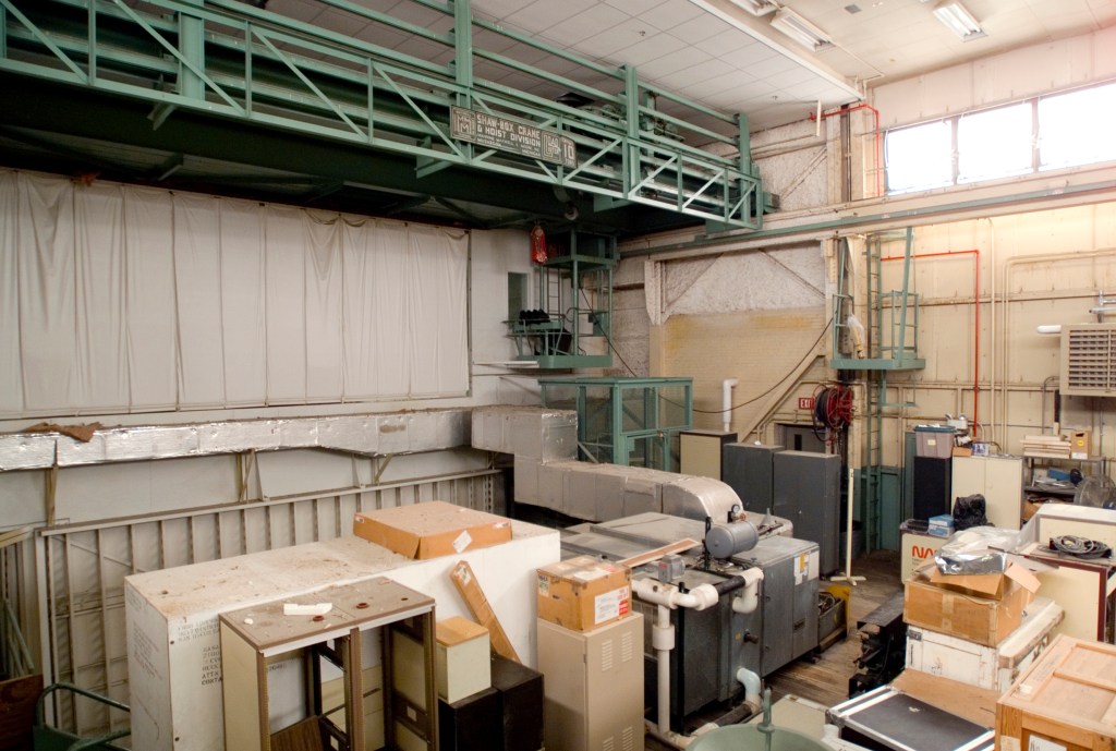 Interior of former AWT test chamber used as store room