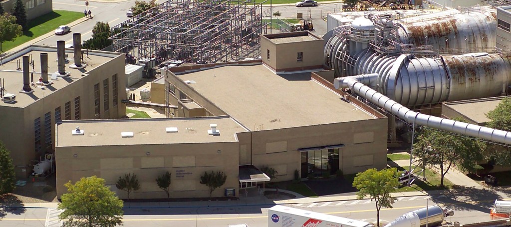 Aerial view of Visitors Center in the former Exhauster Building