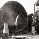 Half-built tunnel shell under construction.