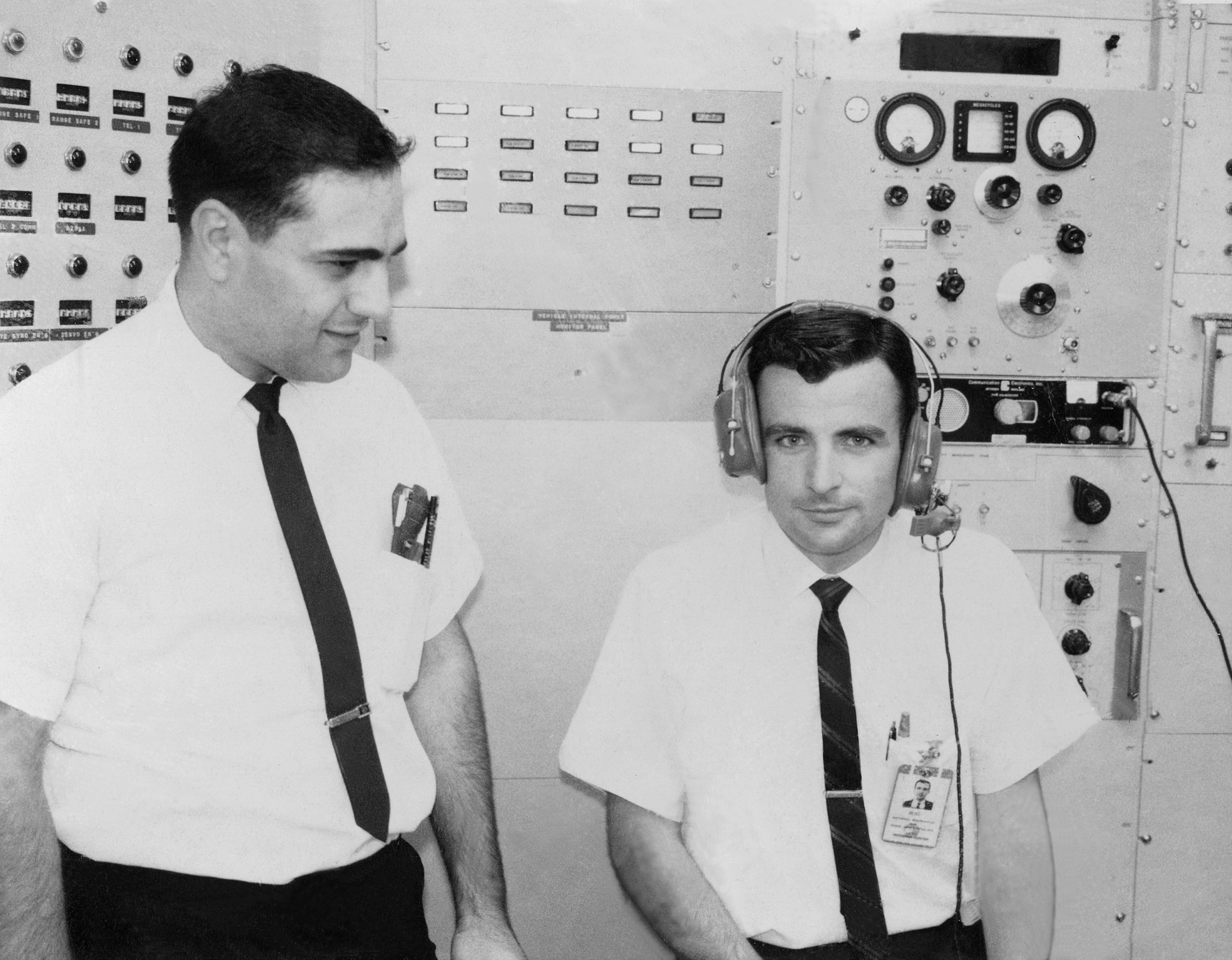 Two men in control room