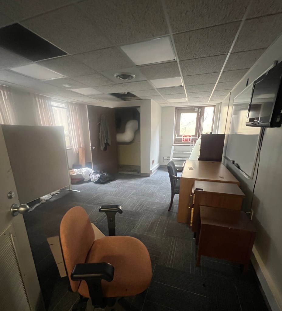 Basement room with light coming in window.