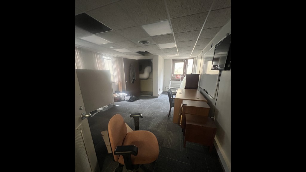 Basement room with light coming in window.