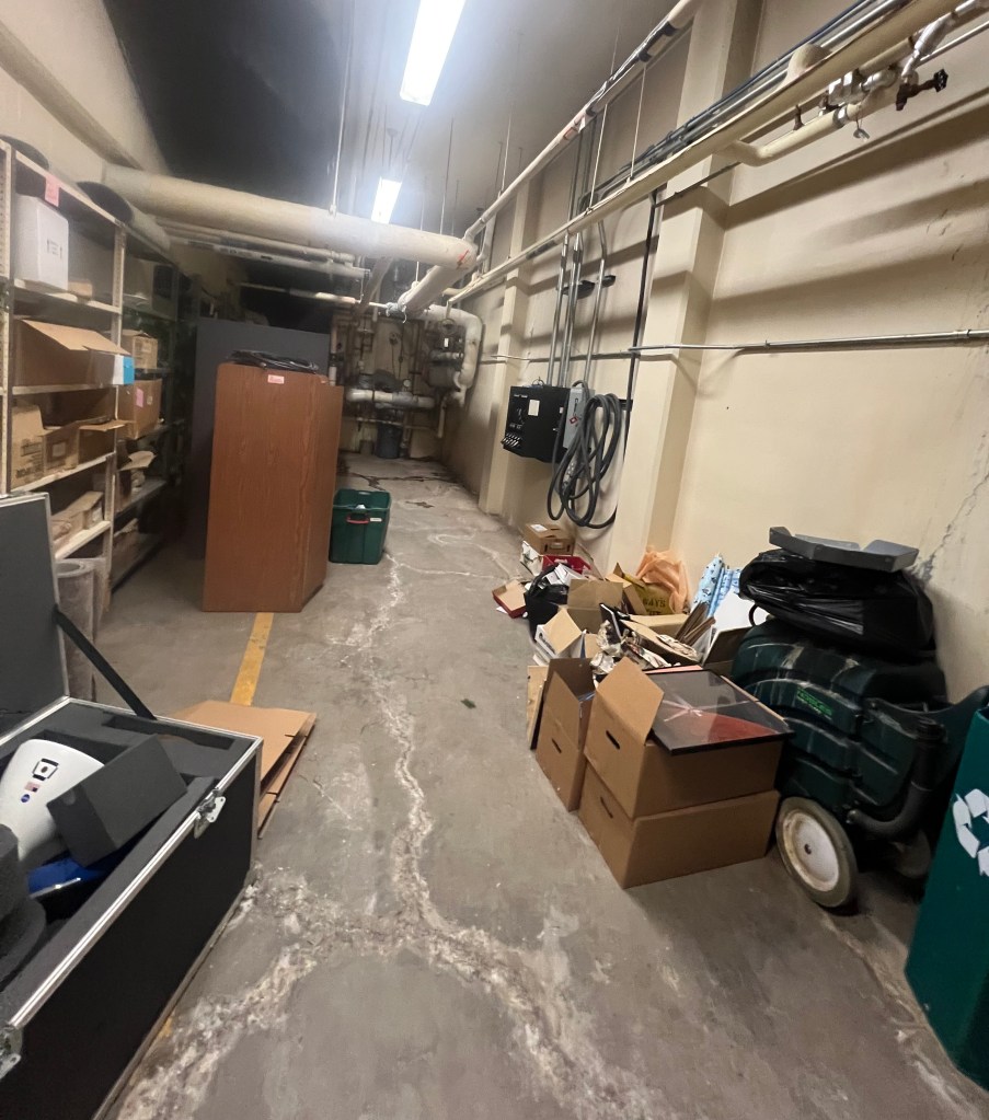 Narrow storage area.