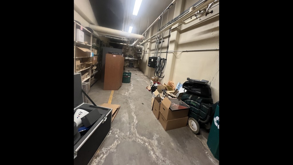 Narrow storage area.