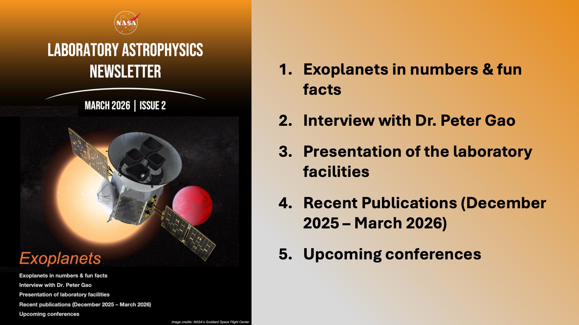 An image of the cover page for the second issue of the Laboratory Astrophysics Newsletter.