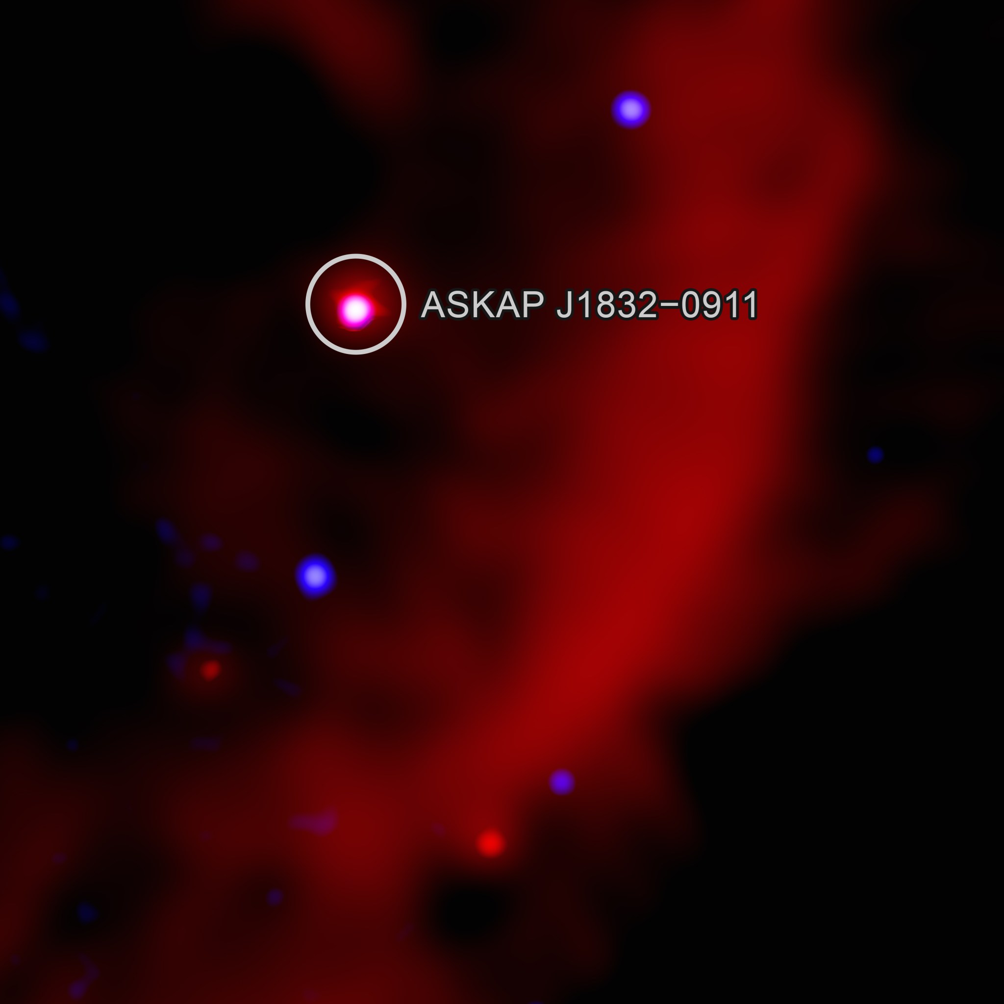 A close-up image of ASKAP J1832 in X-ray and radio light.