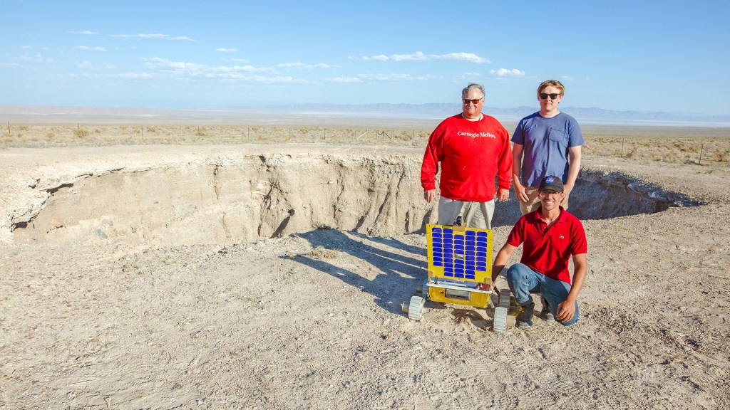 Demonstration of mission concept of a robot exploring a skylight at the West Desert Sinkhole, Utah.