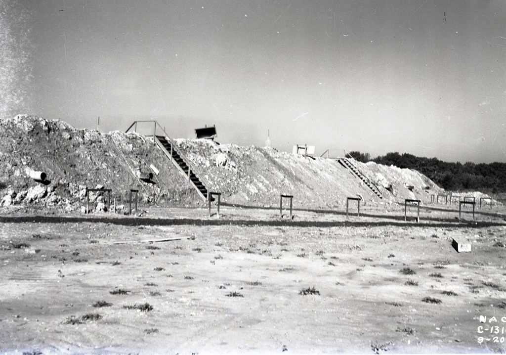Construction site with mound.