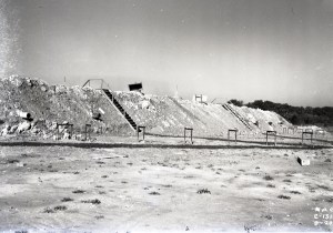 Construction site with mound.