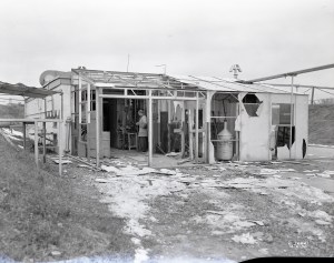 Exterior of damaged test cell.