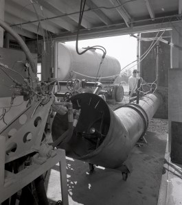 exhaust pipe in test cell.
