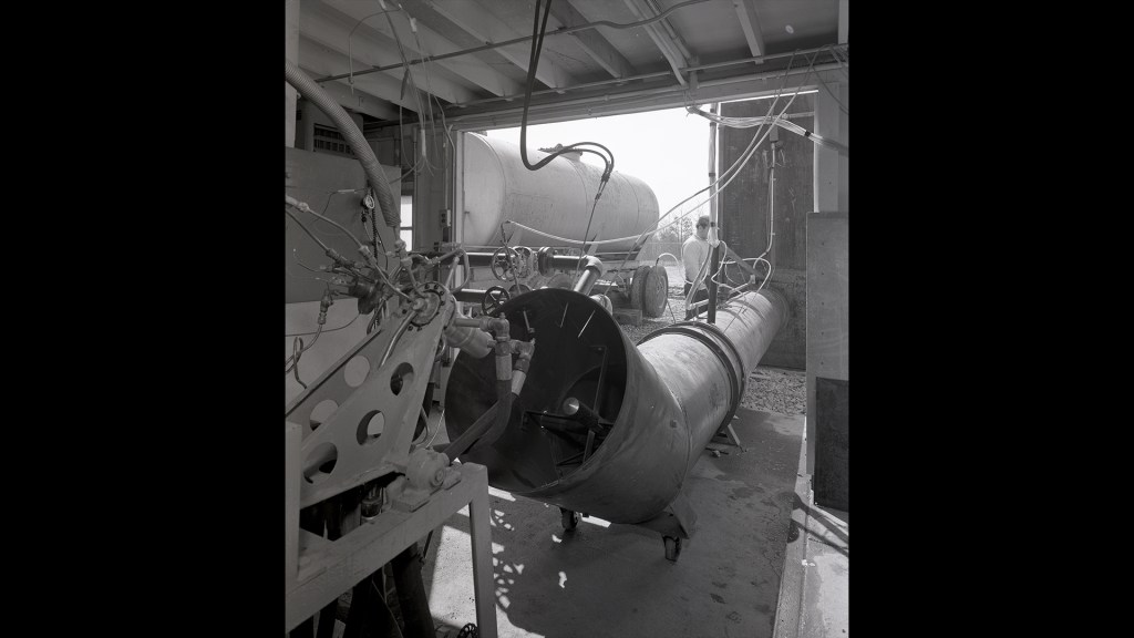 exhaust pipe in test cell.