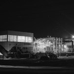 Test facility lit up at night.