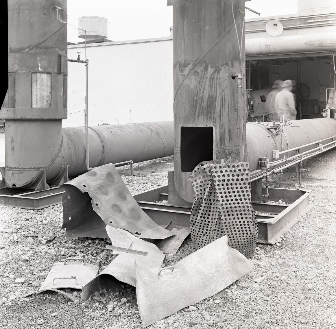 Damaged equipment outside test cell.