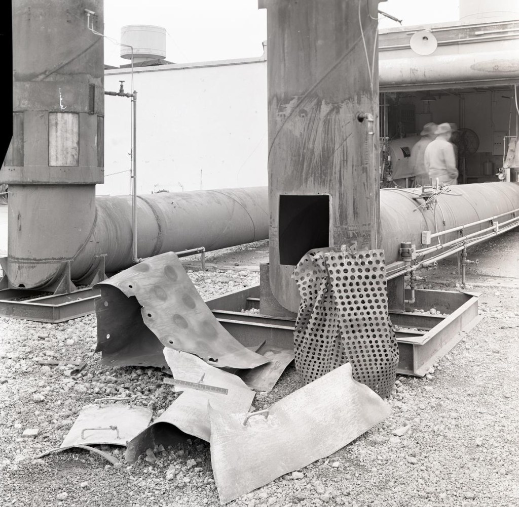 Damaged equipment outside test cell.