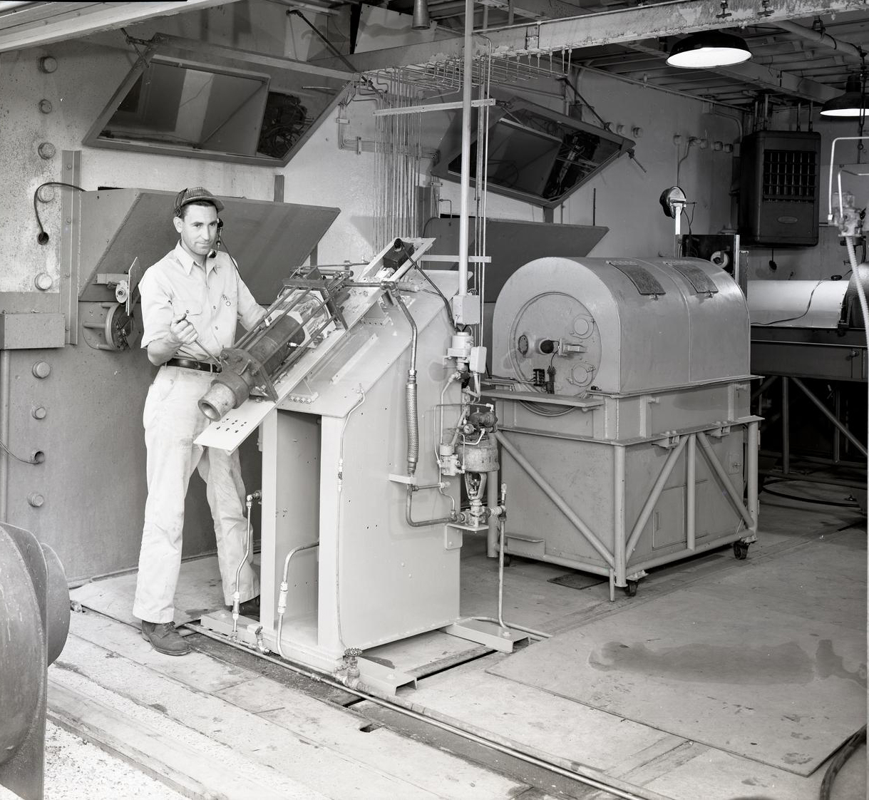 Man with test equipment.