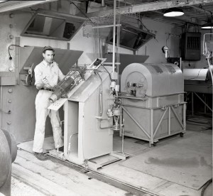 Man with test equipment.
