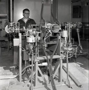 Man with test rig.