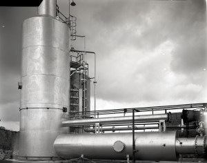Vertical tank outside Rocket Lab
