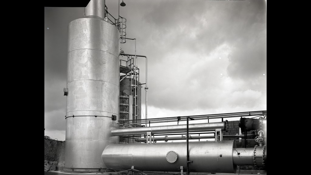 Vertical tank outside Rocket Lab