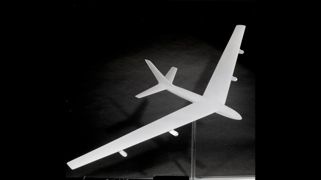 Model airplane with long wings