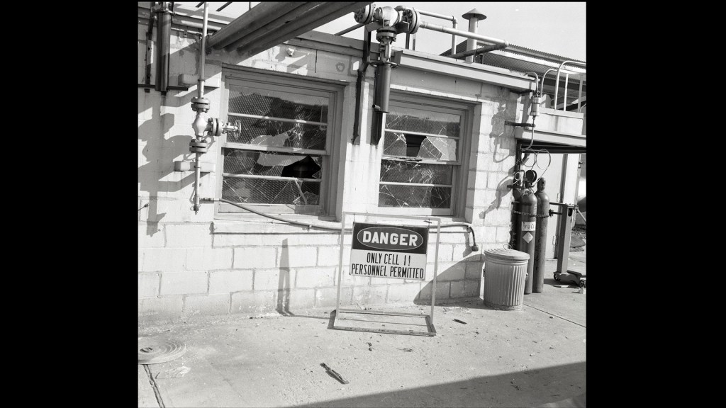 Exterior of damaged test cell.