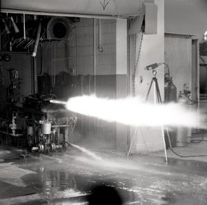 Rocket firing horizontally.