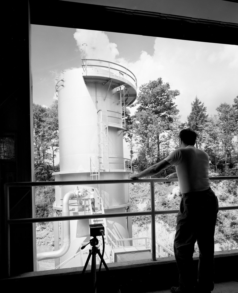 Man looking at scrubber