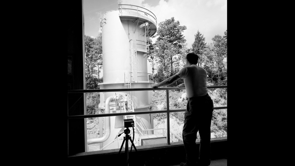 Man looking at scrubber
