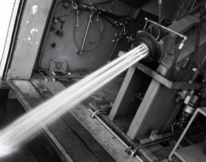 Water flowing through nozzle.