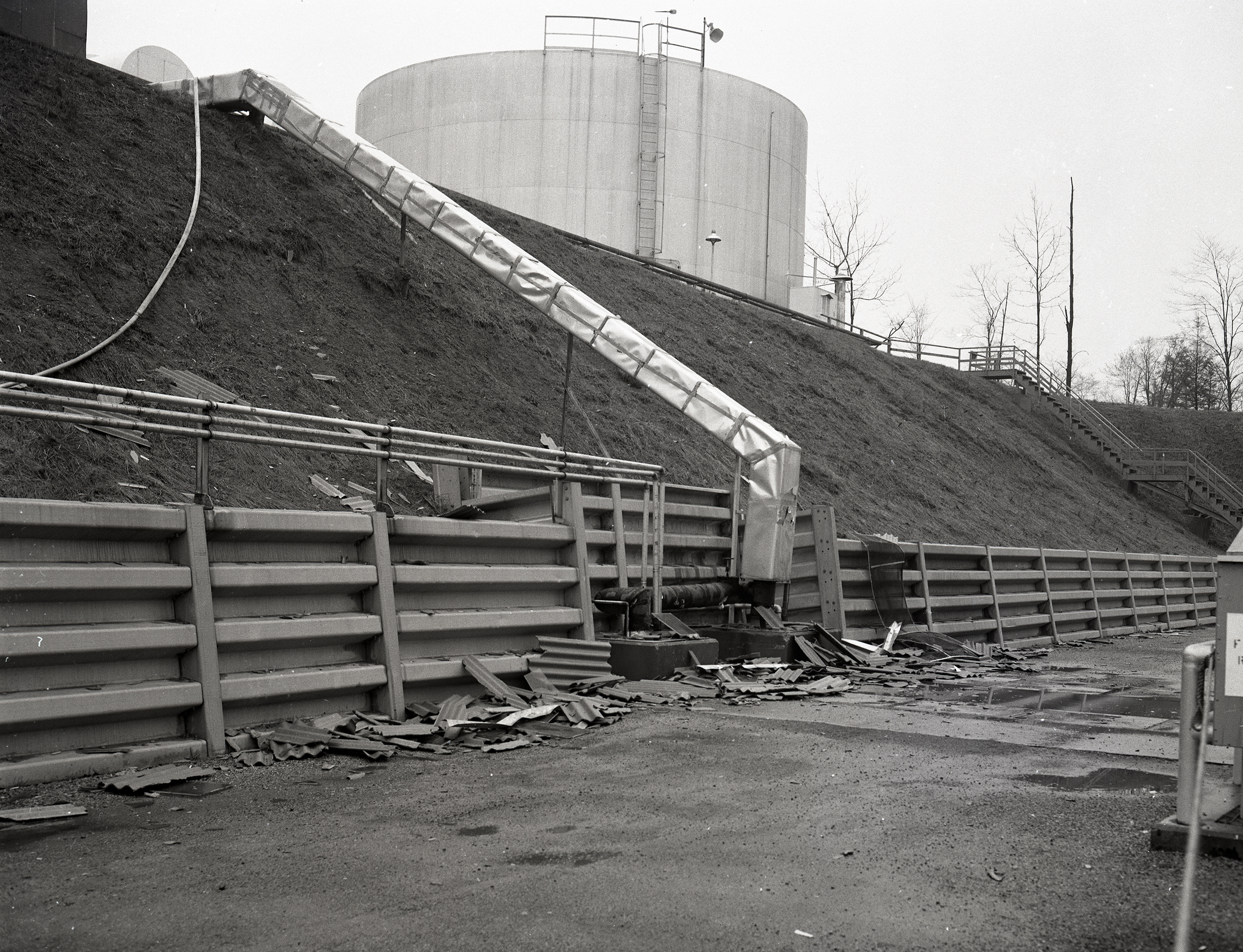 Water supply tank on hill above the RETF test cell