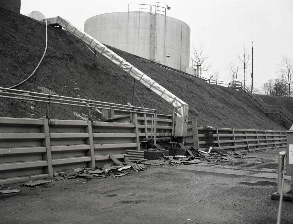 Water supply tank on hill above the RETF test cell