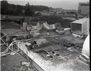 Exterior view of damaged test cell.
