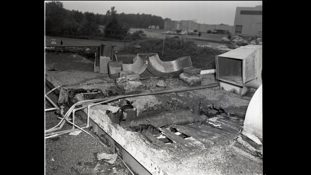 Exterior view of damaged test cell.