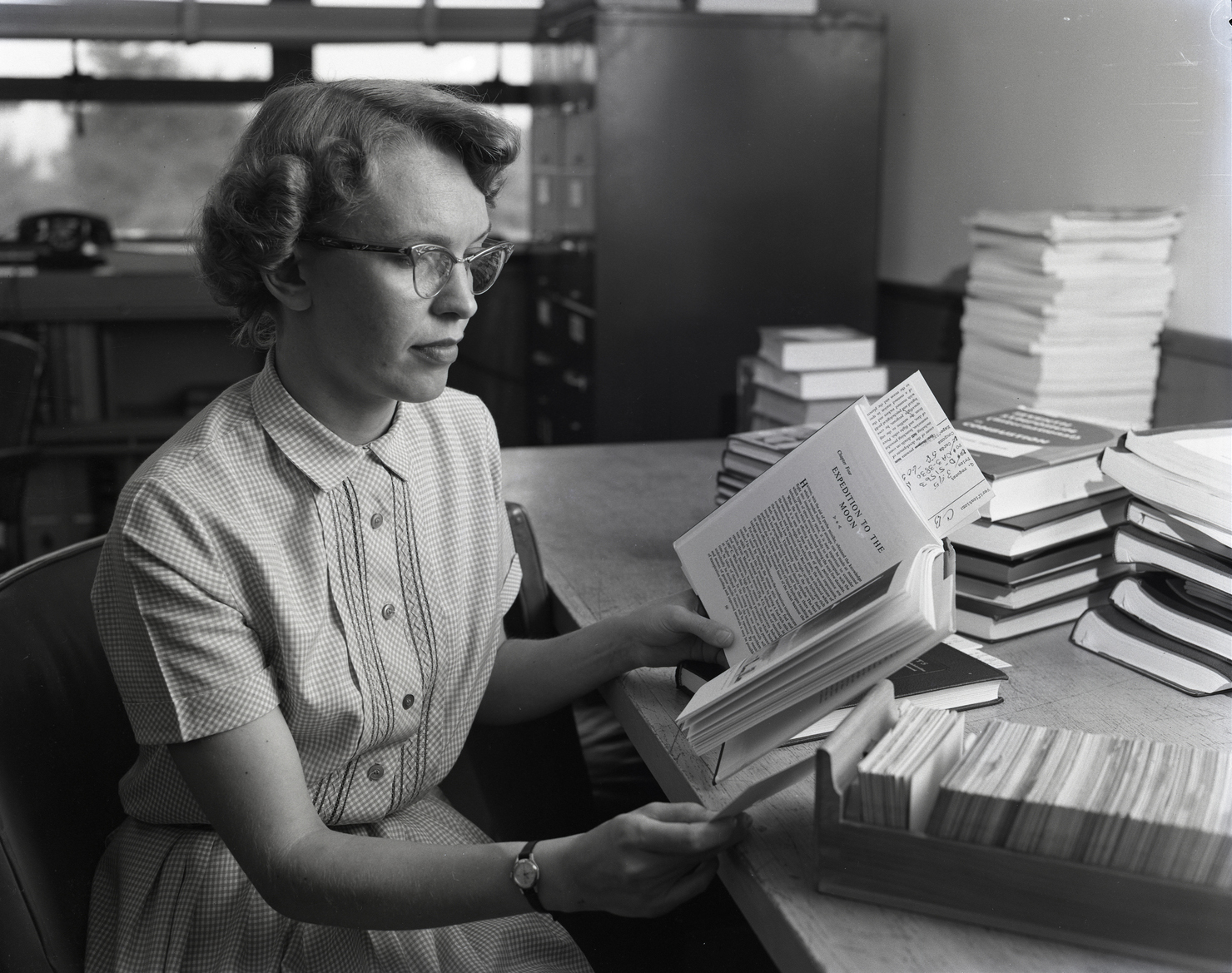 Dorothy Morris reading a book