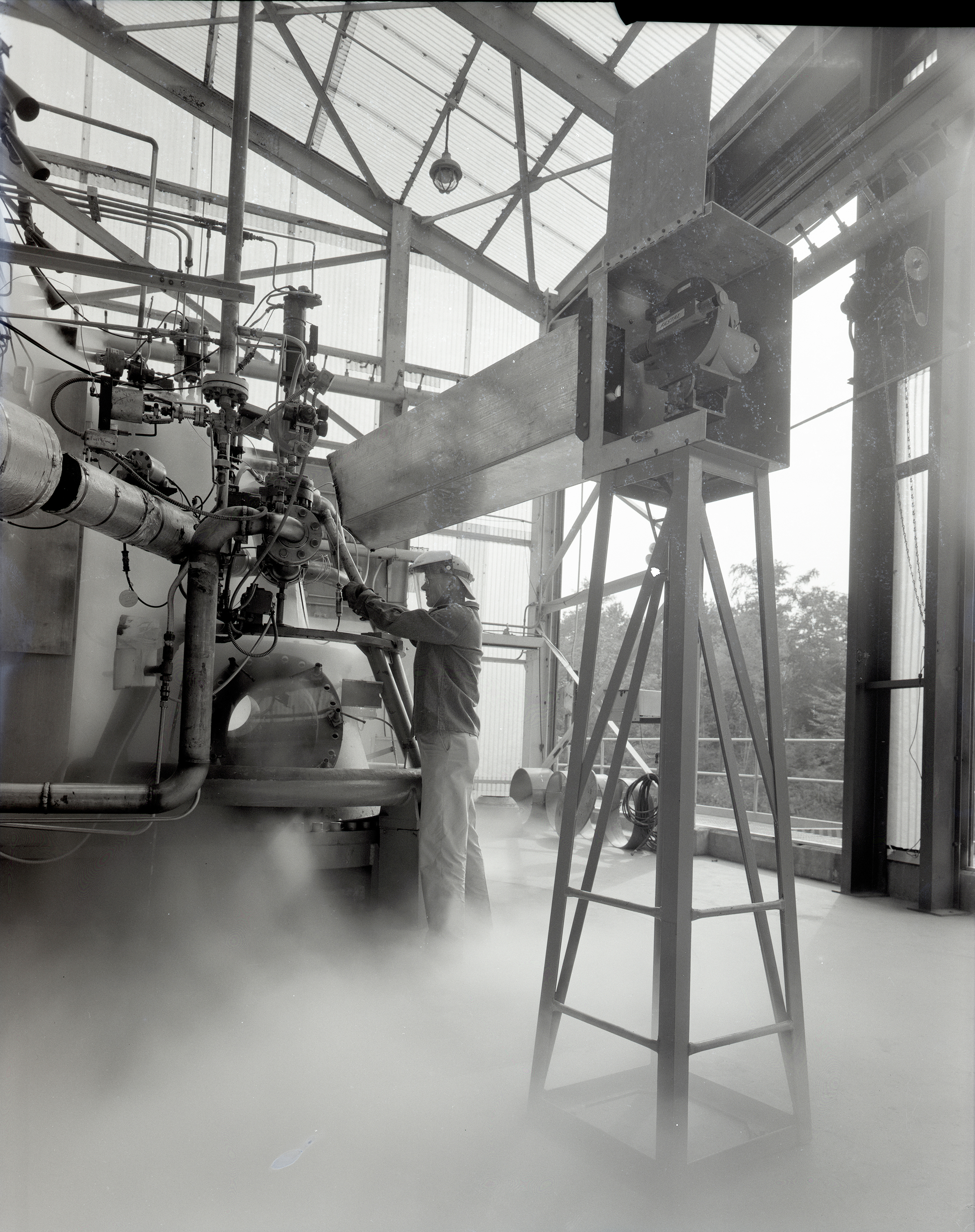 Interior of the Rocket Engine Test Cell with camera setup (9/28/1960).
