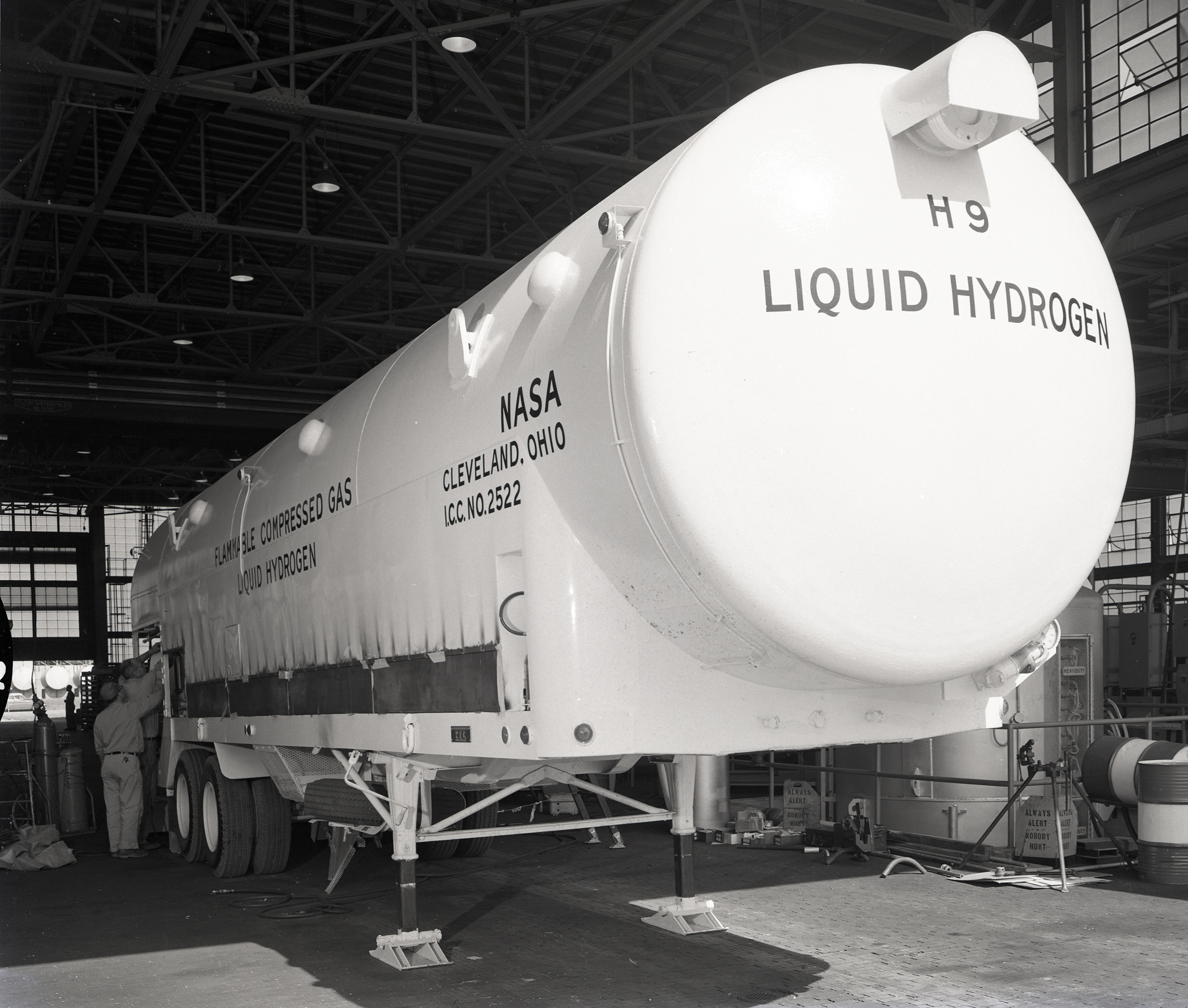 Tanker trailer in warehouse
