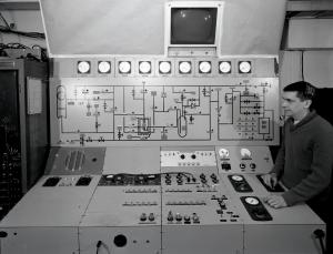 Control panels in control room.
