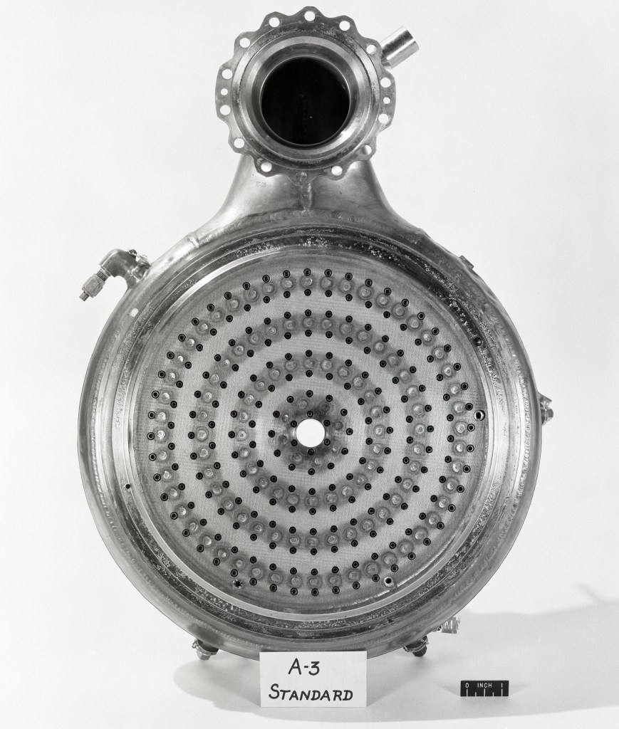 Concentric tube fuel injector for the RL-10 engine (1962).
