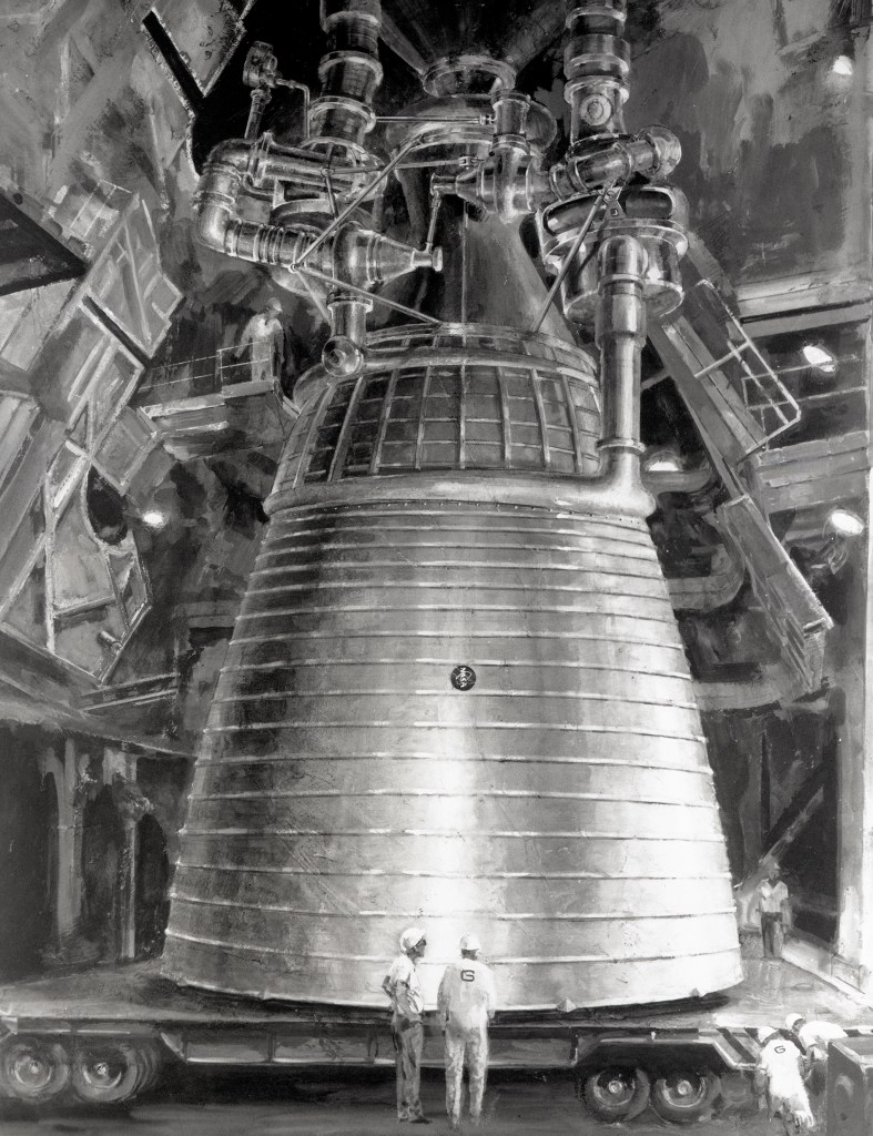 Large rocket engine with people in front.